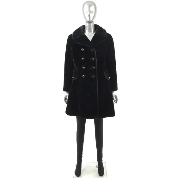 Black Faux Fur Coat- Size S - Picture 3 of 8